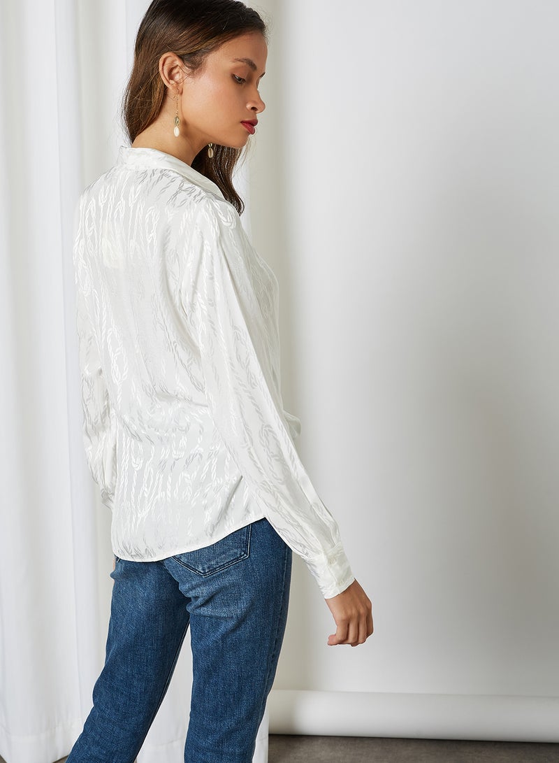KOTON Solid Wrap Blouse Off White  - Image 2