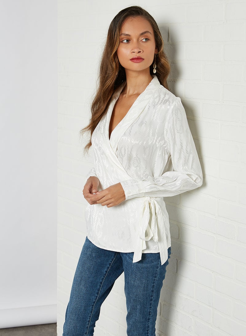 KOTON Solid Wrap Blouse Off White  - Image 1