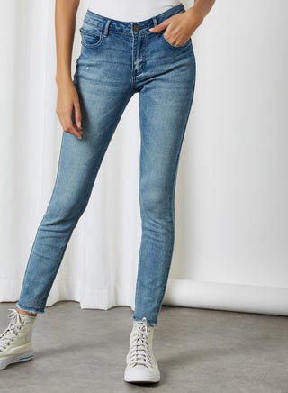 Raw Hem Jeans Light Blue Denim - v1606132969/N40009759V_1