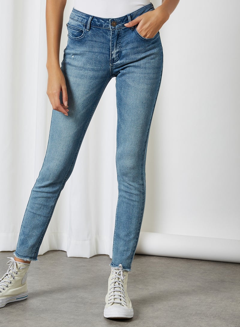 Raw Hem Jeans Light Blue Denim