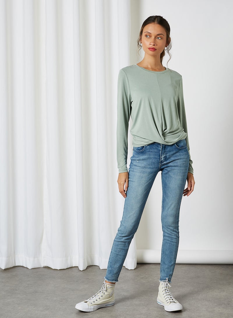 Raw Hem Jeans Light Blue Denim