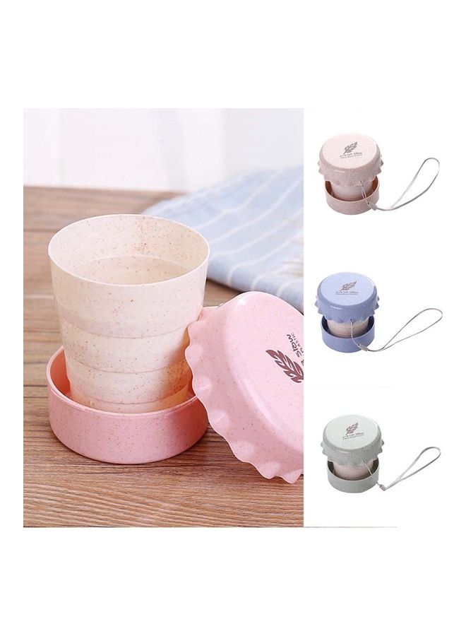 Generic 130ml Travel Portable Wheat Straw Collapsible Water Cup Drinking Mug with Lid 20 x 10 x 20cm  - Image 2
