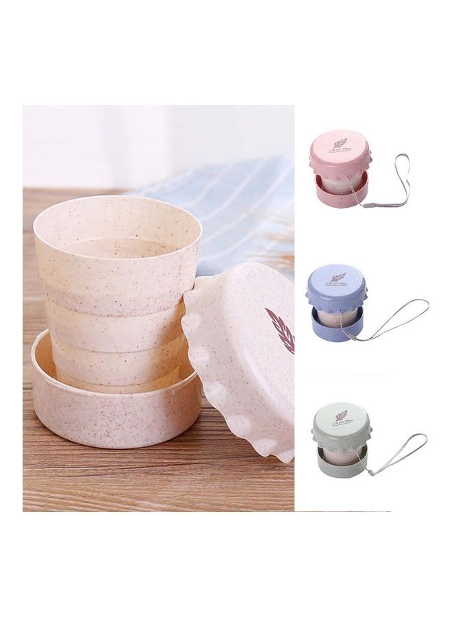 Generic 130ml Travel Portable Wheat Straw Collapsible Water Cup Drinking Mug with Lid 20 x 10 x 20cm  - Image 3