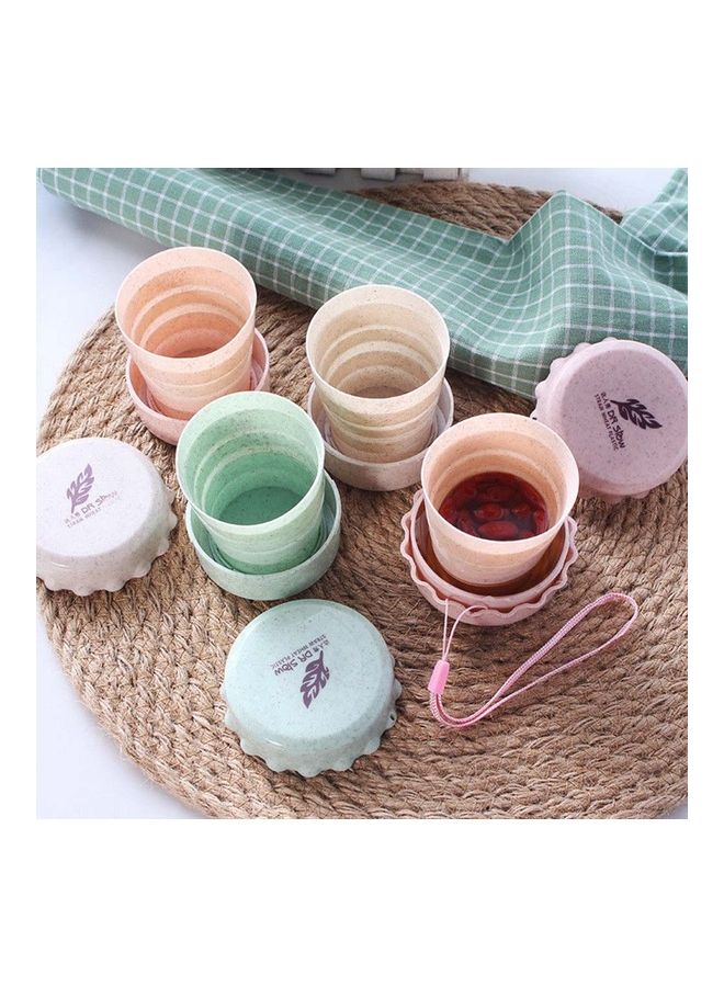 Generic 130ml Travel Portable Wheat Straw Collapsible Water Cup Drinking Mug with Lid 20 x 10 x 20cm  - Image 4
