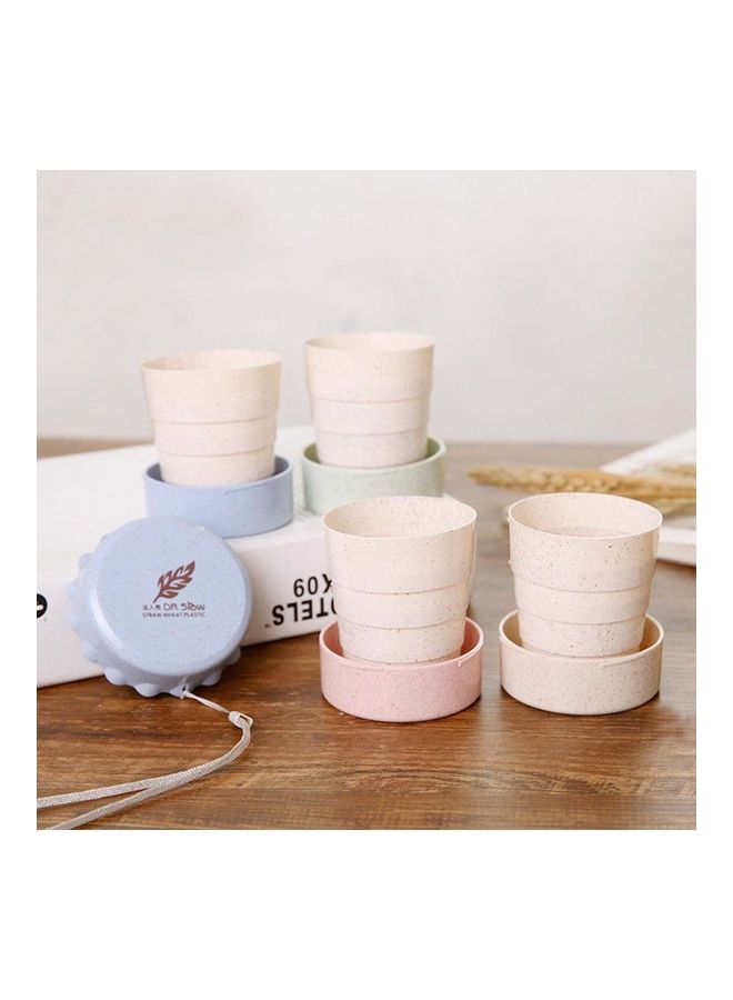 Generic 130ml Travel Portable Wheat Straw Collapsible Water Cup Drinking Mug with Lid 20 x 10 x 20cm  - Image 5