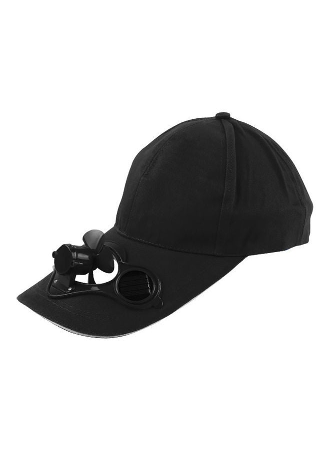 Generic Unisex Outdoor Fishing Baseball Cap with Solar Power Cool Fan Casual Beach Hat Black  - Image 1
