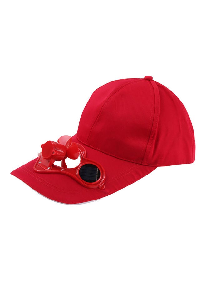 Generic Unisex Outdoor Fishing Baseball Cap with Solar Power Cool Fan Casual Beach Hat Red  - Image 1