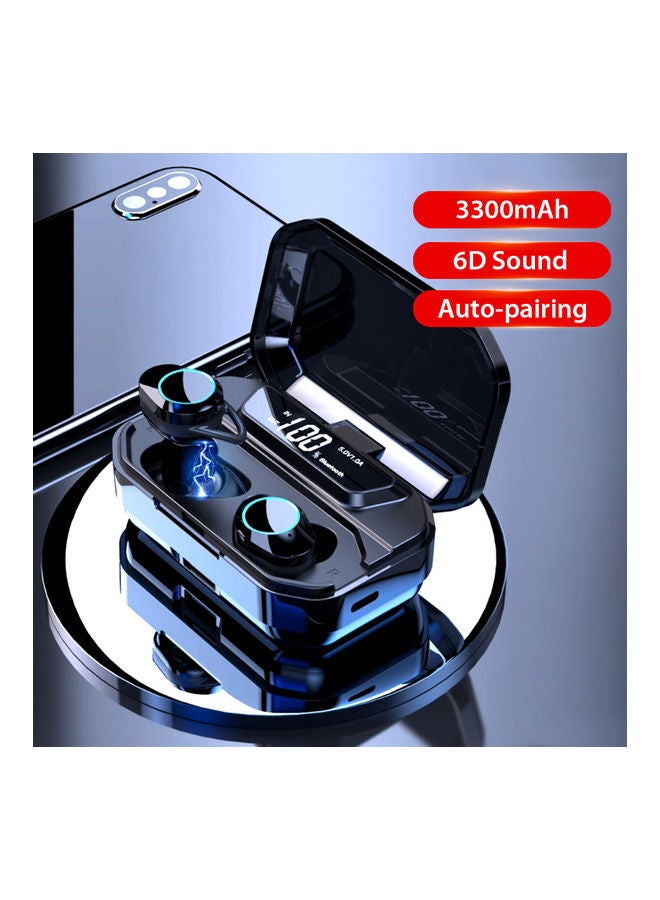 G02 6D TWS LED Display Stereo Wireless Earphones With 3300mAh Charging Box Black
