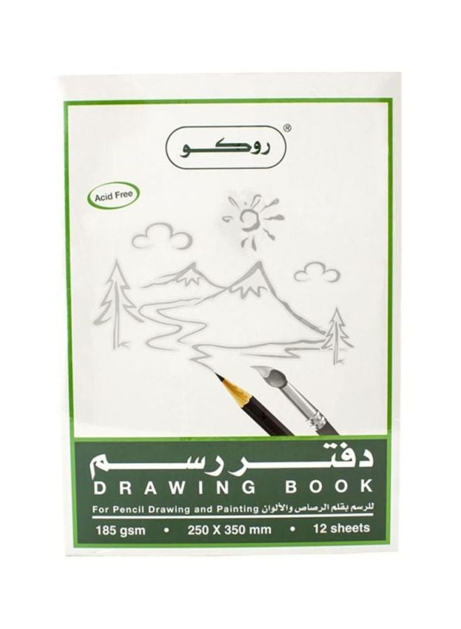 12-Sheet Drawing Book White/Green