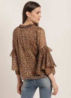 Aila Animal Print Long Bell Sleeves Blouse Brown/Black  - Image 2