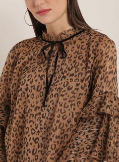 Aila Animal Print Long Bell Sleeves Blouse Brown/Black  - Image 4