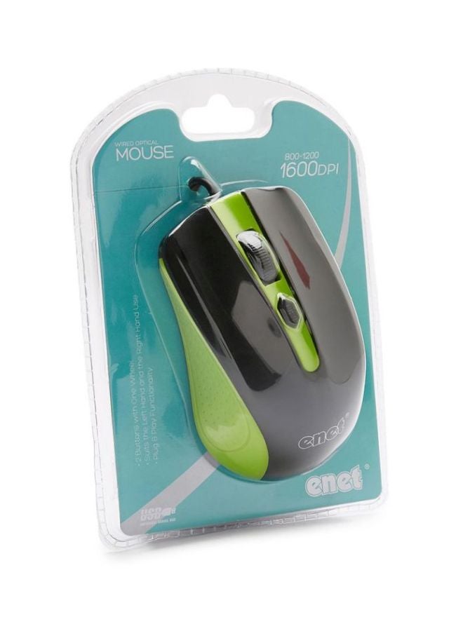 Enet Wired Optical Mouse Green/Black  - Image 4