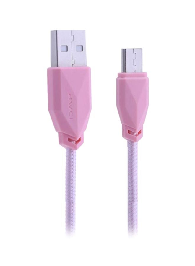 Awei Micro USB Data Sync Charging Cable Pink