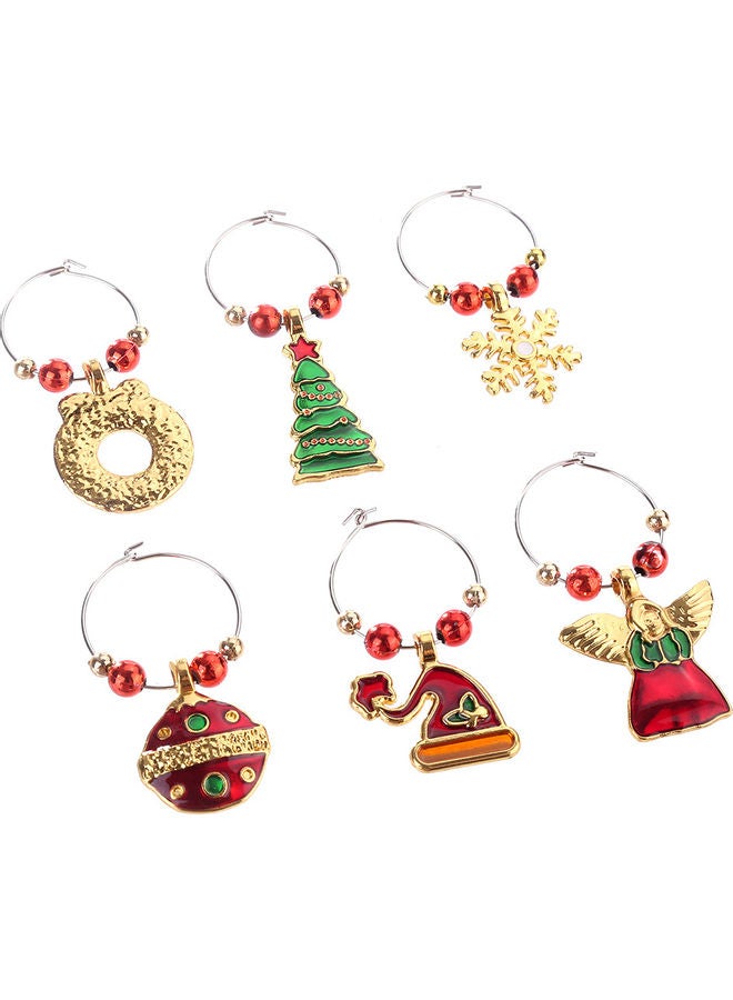 6 Pieces Christmas Style Wine Glass Pendants multicolor 5.0x4.0x0.3mm - Image 1