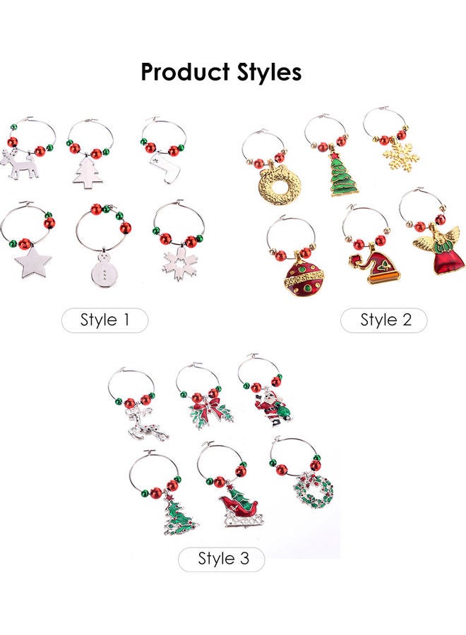 6 Pieces Christmas Style Wine Glass Pendants multicolor 5.0x4.0x0.3mm - Image 5