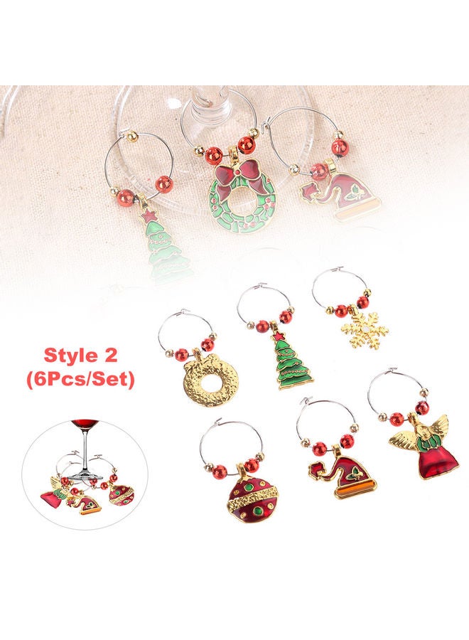 6 Pieces Christmas Style Wine Glass Pendants multicolor 5.0x4.0x0.3mm - Image 4
