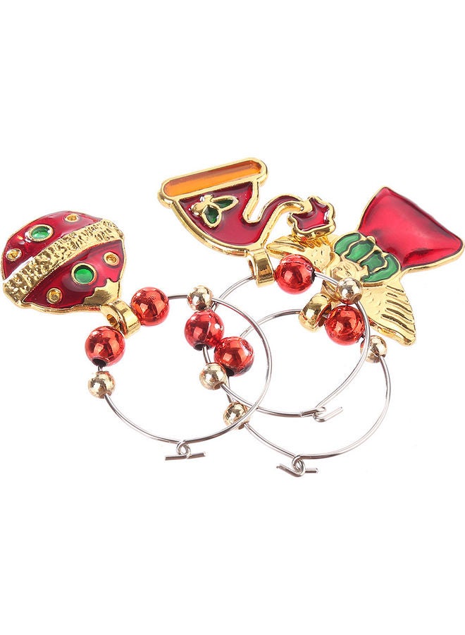 6 Pieces Christmas Style Wine Glass Pendants multicolor 5.0x4.0x0.3mm - Image 3