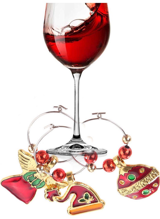 6 Pieces Christmas Style Wine Glass Pendants multicolor 5.0x4.0x0.3mm - Image 2