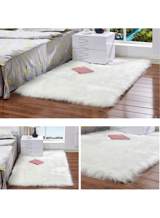 Long Plush Ultra Soft Fluffy Rug White 300x300ml