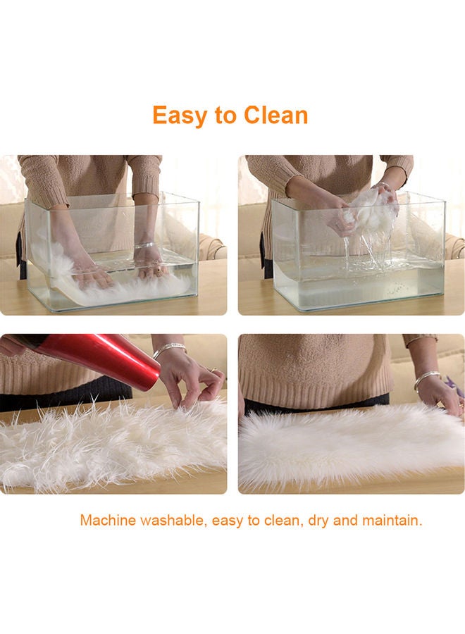 Long Plush Ultra Soft Fluffy Rug White 300x300ml