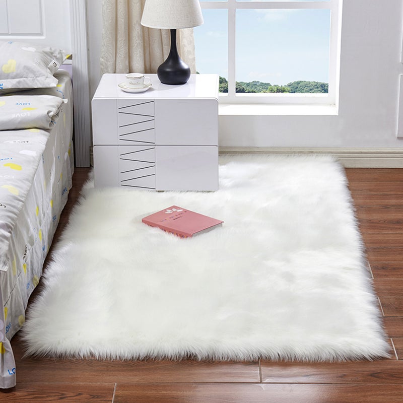 Long Plush Ultra Soft Fluffy Rug White 300x300ml