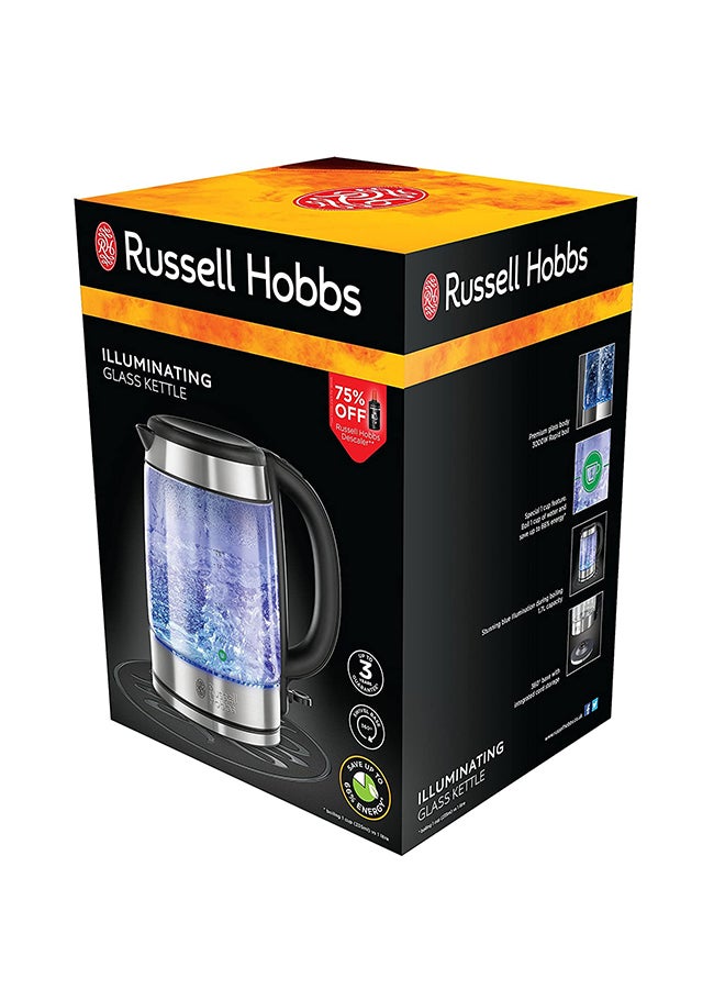 Russell Hobbs - Glass Kettle 1.7 L 21600-10 Black/Silver/Clear - Image 1