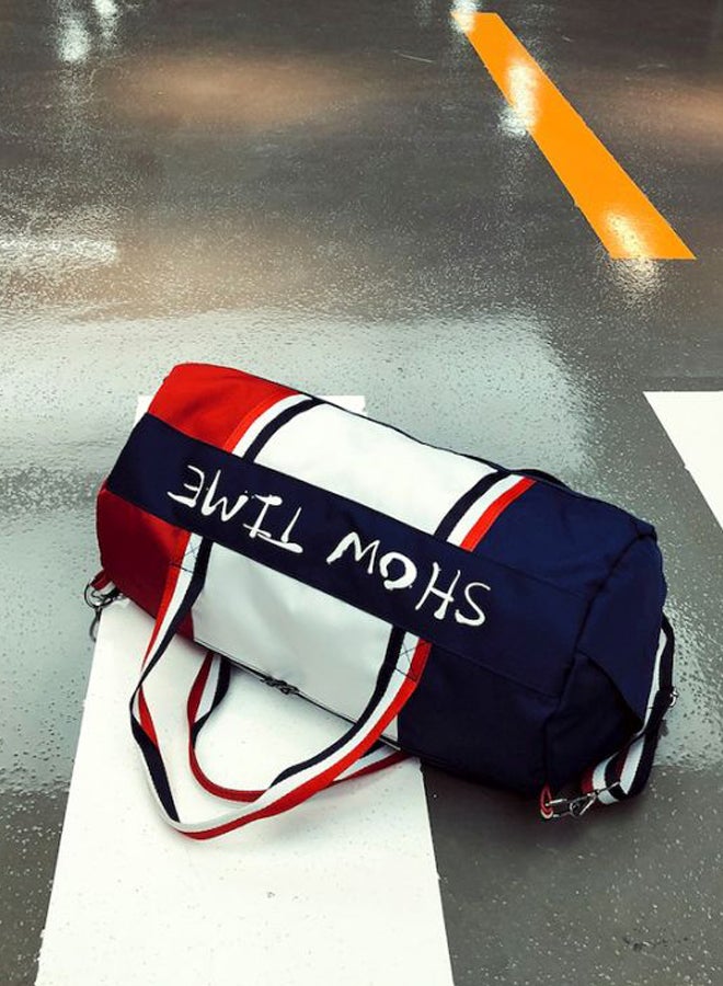Beauenty - Colourblock Pattern Duffel Bag Blue/White/Red - Image 1