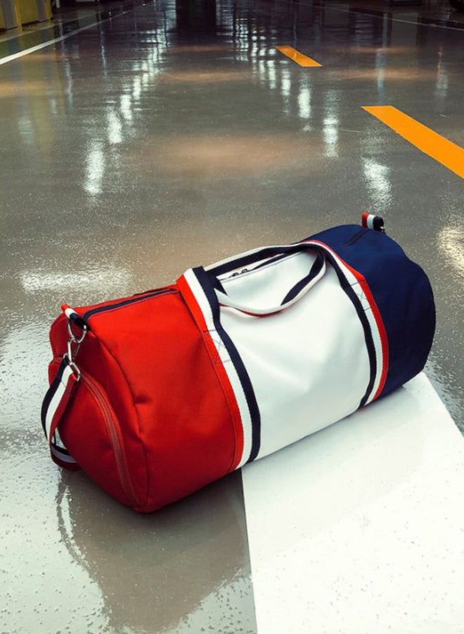 Beauenty - Colourblock Pattern Duffel Bag Blue/White/Red - Image 1