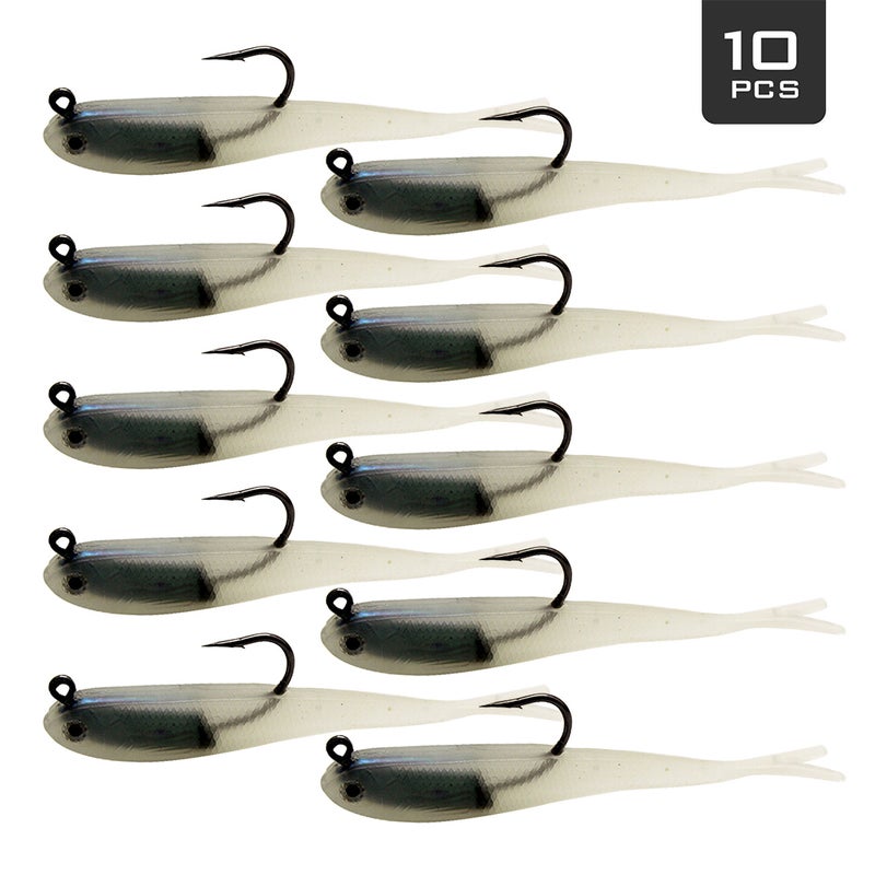 Generic - 10Pcs 75mm 6g Fishing Lures with Jig Head Hook Jigs Soft Fishing Bait 10*2*8cm - Image 1