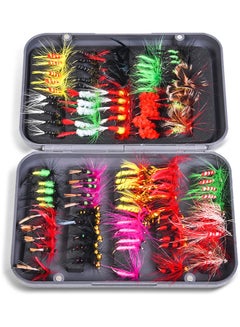 Fly Fishing Flies Kit 20/100pcs Assorted Fly Fishing Lures Hooks with Fly Box 13.5*2.7*9.5cm