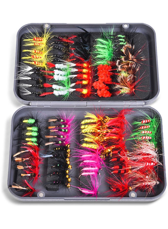 Generic - Fly Fishing Flies Kit 20/100pcs Assorted Fly Fishing Lures Hooks with Fly Box 13.5*2.7*9.5cm - Image 1