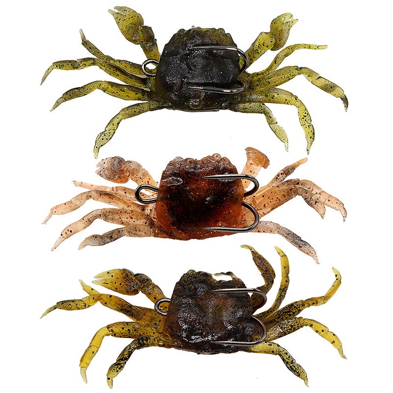 Generic - 3 PCS 10cm 30g Soft Fishing Lures Crab Artificial Bait Soft Fish Bait with Sharp Hook 10*2*3cm - Image 1