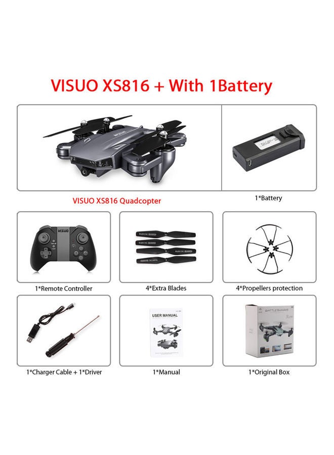 VISUO - VISUO XS816 Drone with Camera 4K Wifi FPV Optical Flow Positioning Gesture Photography Foldable Quadcopter Altitude Hold Drone 24*11.2*21.5cm - Image 1