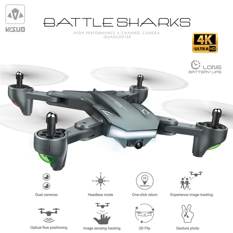 VISUO - VISUO XS816 Drone with Camera 4K Wifi FPV Optical Flow Positioning Gesture Photography Foldable Quadcopter Altitude Hold Drone 24*11.2*21.5cm - Image 1