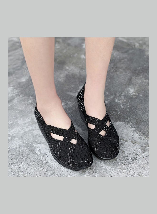 Beauenty Round Toe Slip-On Wedge Sandals Black  - Image 4