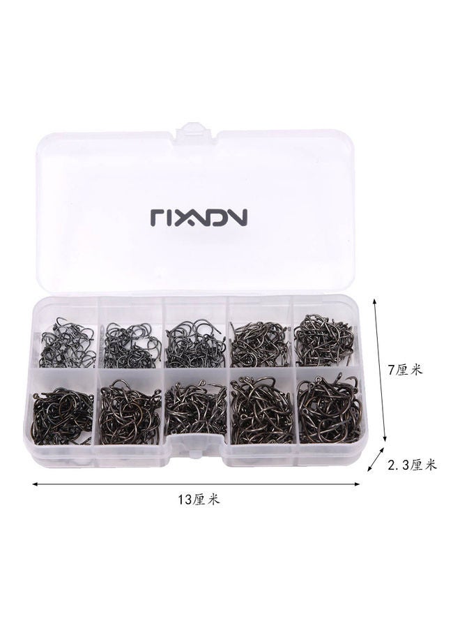 Generic - Lixada 500pcs Carbon Steel Fishing Hooks 3# -12# 10 Sizes with Hole Fishing Tackle Box 13*2.6*7cm - Image 1