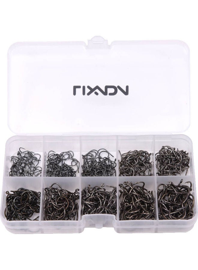 Generic - Lixada 500pcs Carbon Steel Fishing Hooks 3# -12# 10 Sizes with Hole Fishing Tackle Box 13*2.6*7cm - Image 1