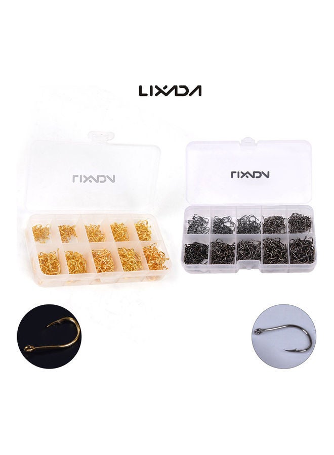Generic - Lixada 500pcs Carbon Steel Fishing Hooks 3# -12# 10 Sizes with Hole Fishing Tackle Box 13*2.6*7cm - Image 1