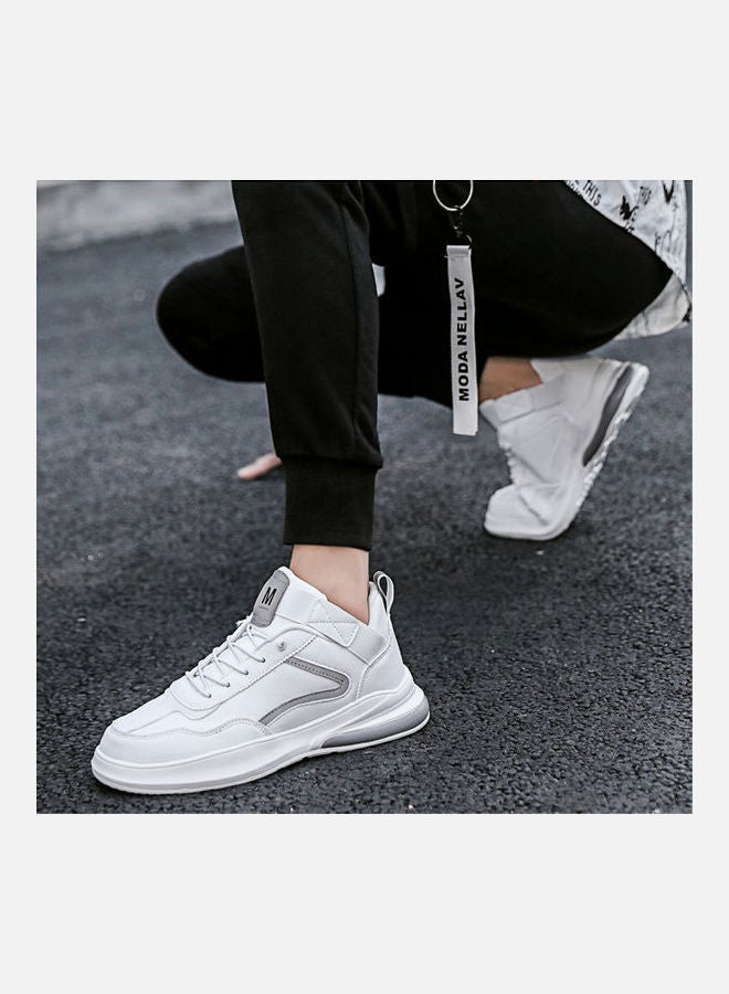 Beauenty Round Toe Lace-Up High Top Sneakers White  - Image 2