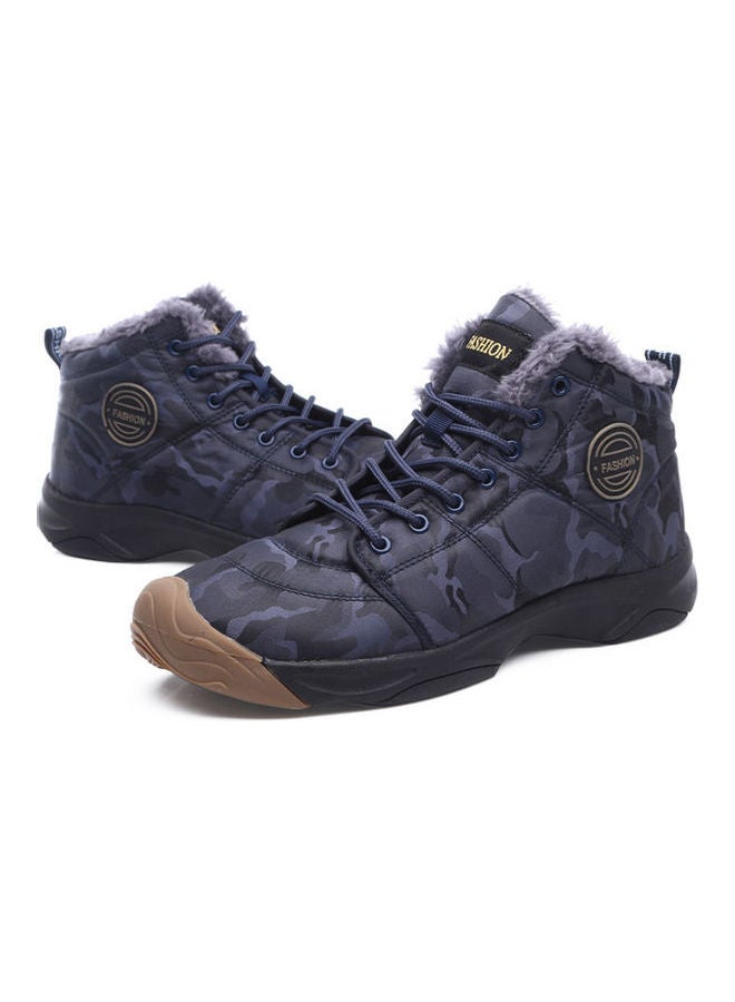 Beauenty Fur Detail Lace-Up Snow Boots Blue  - Image 2