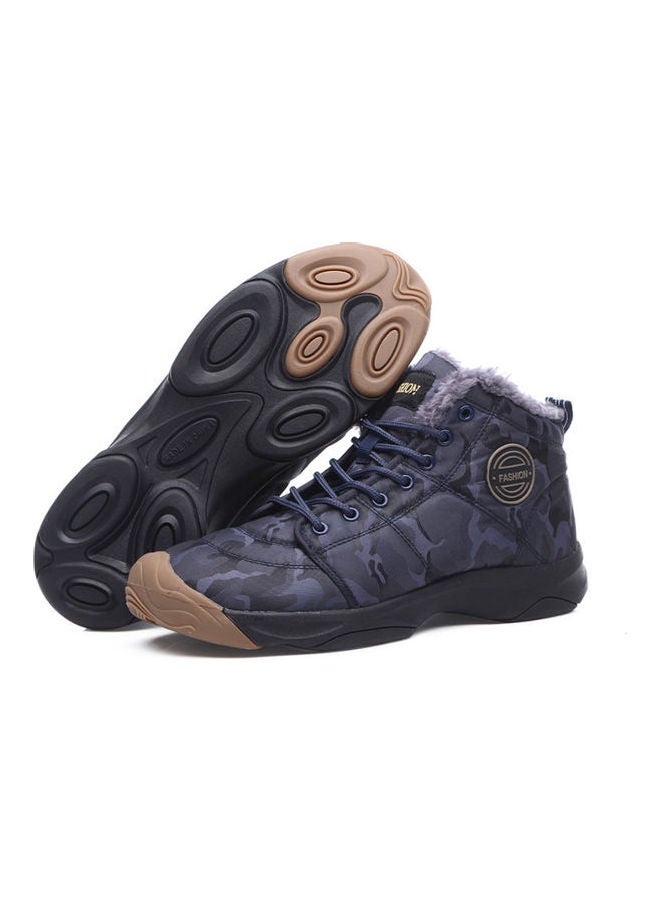 Beauenty Fur Detail Lace-Up Snow Boots Blue  - Image 3