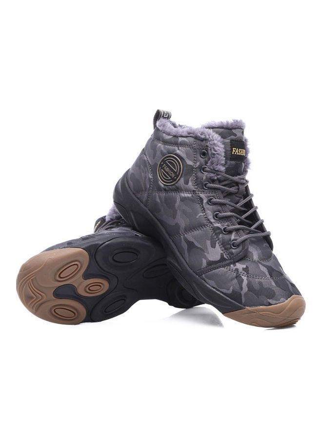 Beauenty Fur Detail Lace-Up Snow Boots Grey  - Image 3