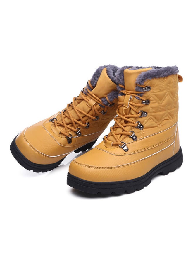Beauenty Waterproof Effect Lace Up Casual Boots Yellow/Black  - Image 3