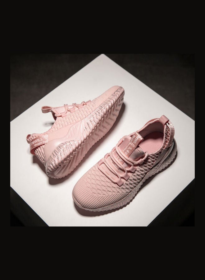 Beauenty Men's Round Toe Lace-Up Training Shoes Pink - Image 5