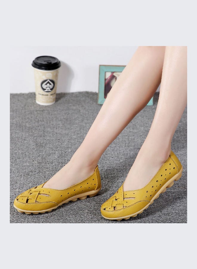 Beauenty - Round Toe Slip-On Comfort Shoes Yellow - Image 1