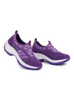 Beauenty Mesh Detail Round Toe Slip-On Running Shoes Purple/White  - Image 1