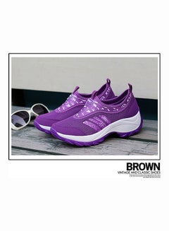 Beauenty Mesh Detail Round Toe Slip-On Running Shoes Purple/White  - Image 4
