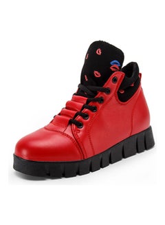 Beauenty Winter Flat Lace-Up Casual Boots Red/Black  - Image 1