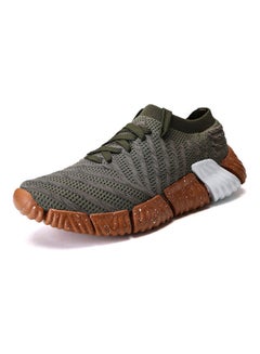 Beauenty Mesh Pattern Lace-Up Running Shoes Grey/Brown/Green  - Image 1