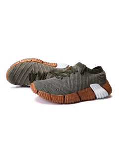 Beauenty Mesh Pattern Lace-Up Running Shoes Grey/Brown/Green  - Image 2